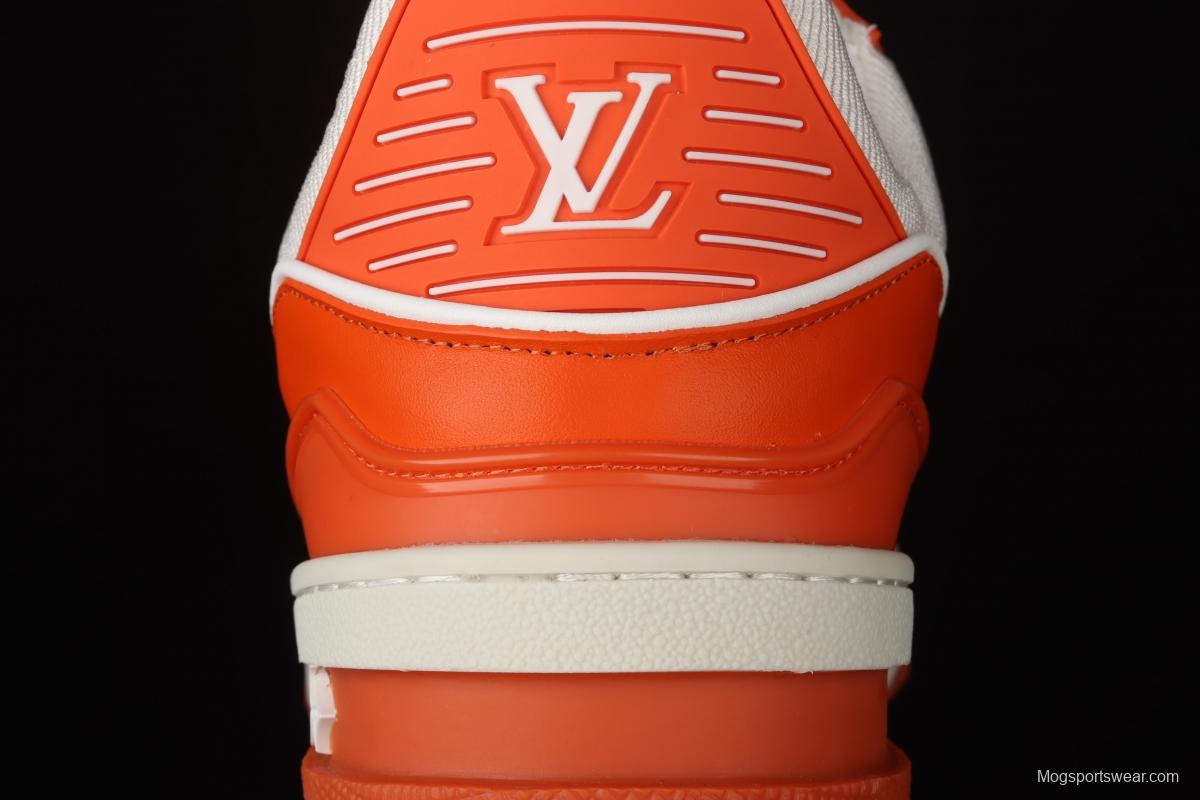 Authentic LV 2021ss early spring fashion catwalk sneakers 400N ORANGE White