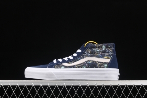 Vans Sk8-Mid Reissue cashew flower Tibetan blue color Zhongbang casual board shoes VN0A391FITN