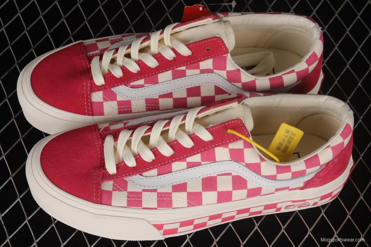 Vans Style 36 Anaheim Pink and White Checkerboard Low Help Casual Board Shoes VN0A38GF2U9