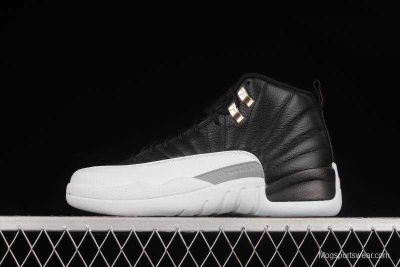 Air Jordan 12 Retro Royoffs 2 2 Black and White Silver Buckle 2022 Edition Playoffs CT8013-006