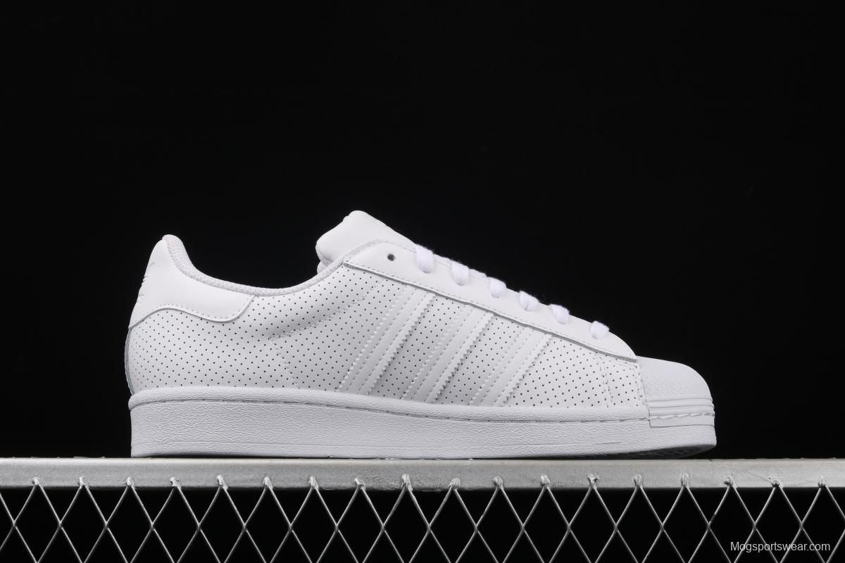 Adidas Superstar FV3445 shell head 50th anniversary limited all-white punching sports leisure board shoes