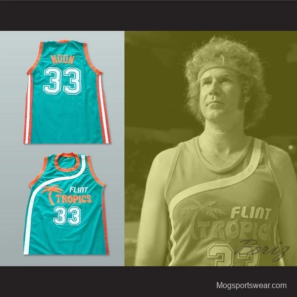 Flint Tropics 33 Jackie Moon Teal Basketball Jersey Semi Pro Team New