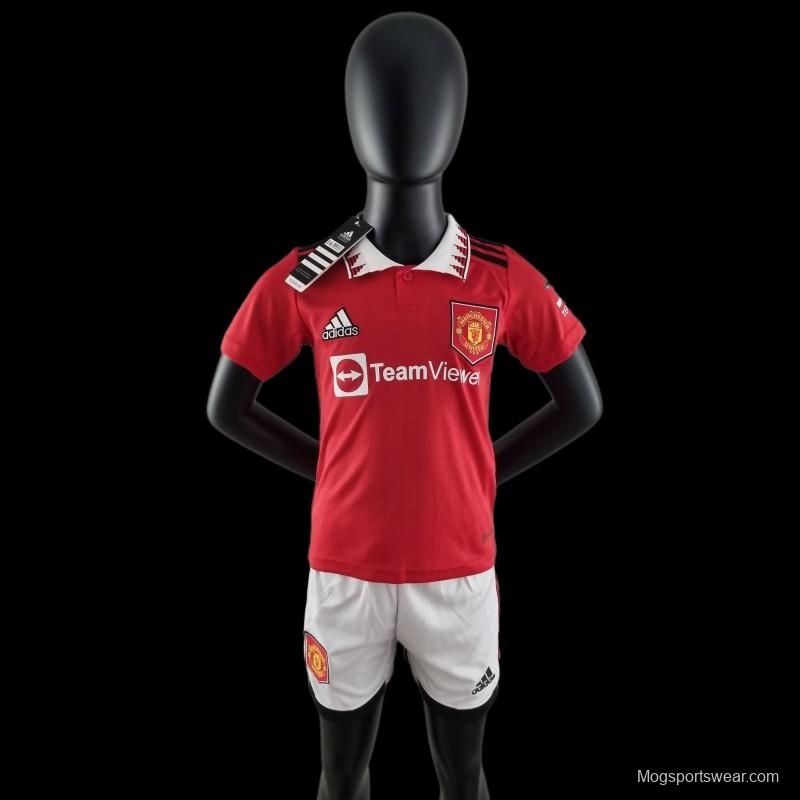 22/23 Kids Kit Manchester United Home 16-28 Soccer Jersey