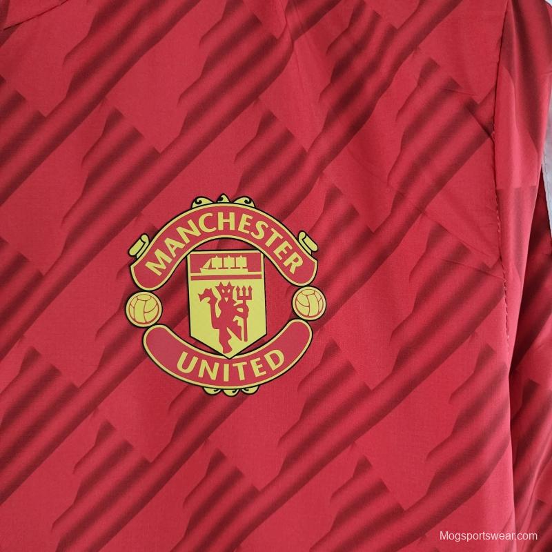 2022 Manchester United Windbreaker Red White Edge