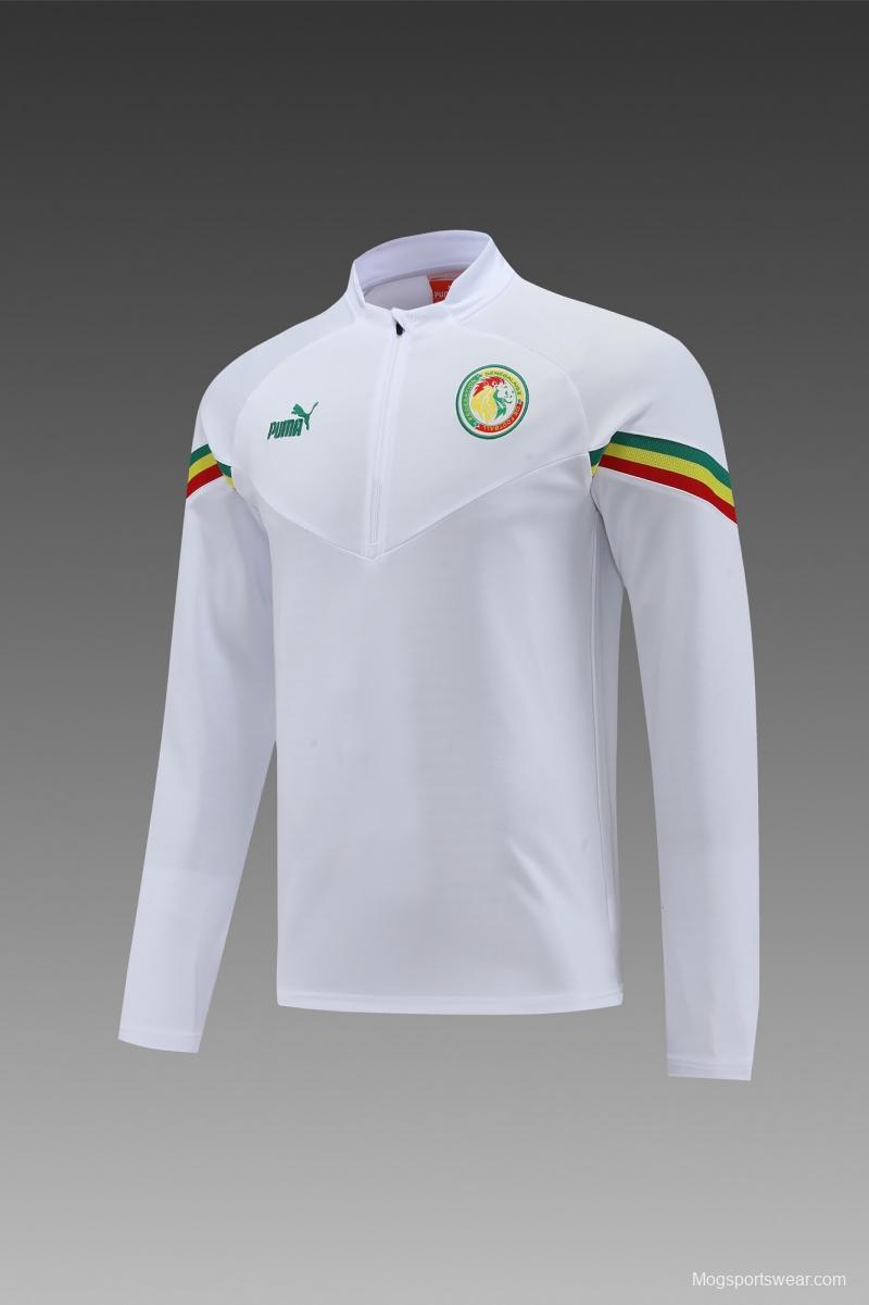 2022 Senegal White Half Zipper Tracksuit