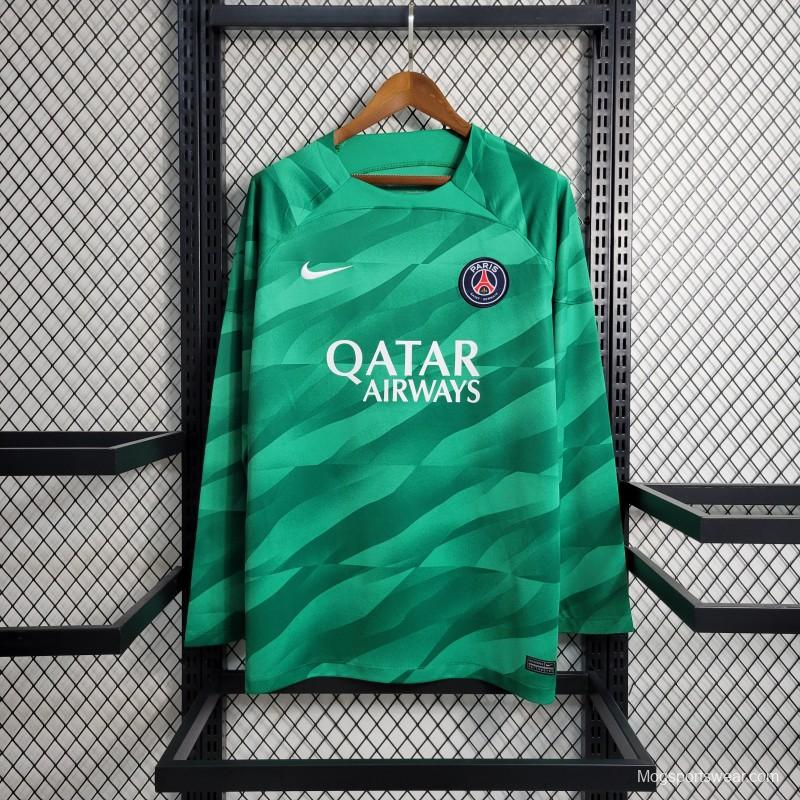 23-24 Long Sleeve PSG Green Goalkeeper Jersey