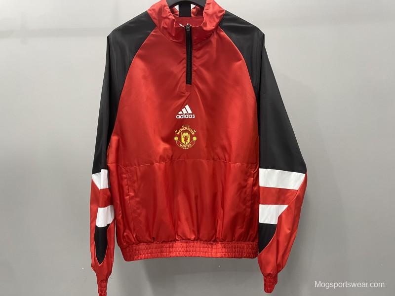 23/24 Manchester United Red half Zipper Windbreaker