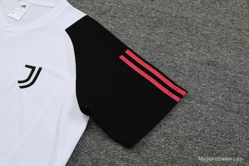 23 24 Juventus White Black Short Sleeve+Shorts