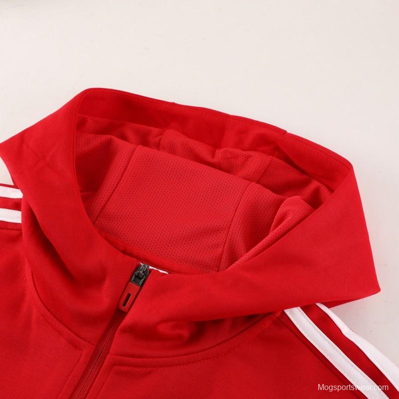 2023 Adidas Red Hoodie Full Zipper Jacket +Pants