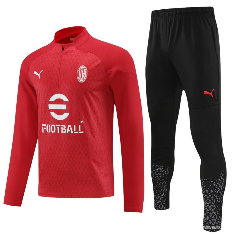 23/24 AC Milan Red Half Zipper Jacket+ Pants