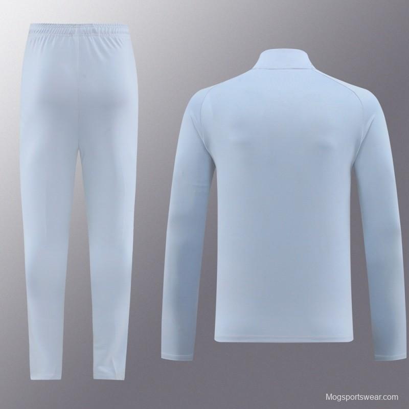 2024 Nike Light Blue Half Zipper Jacket+Pants