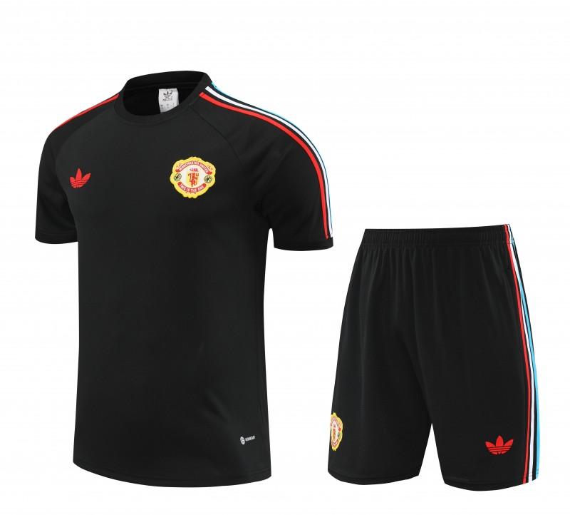 23/24 Manchester United Black Cotton Short Sleeve Jersey+Shorts