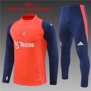 24/25 Kids Manchester United Orange/Navy Half Zipper Jacket+Long Pants