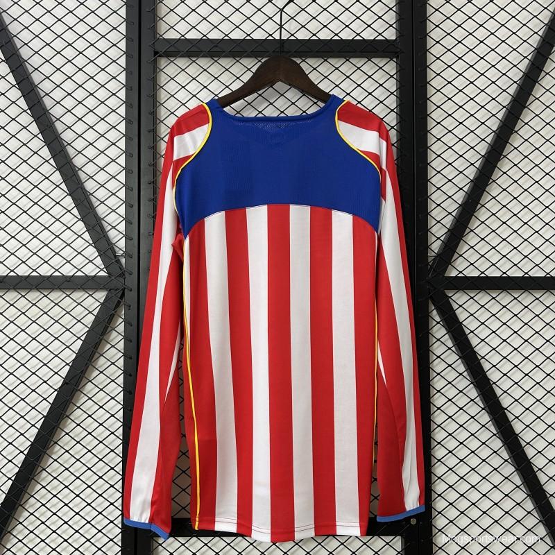 Retro 04/05 Long Sleeve Atletico Madrid Home Jersey