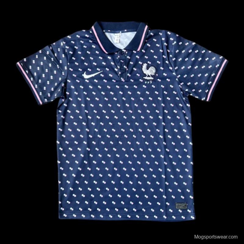 2023 France Navy White Point POLO Shirt