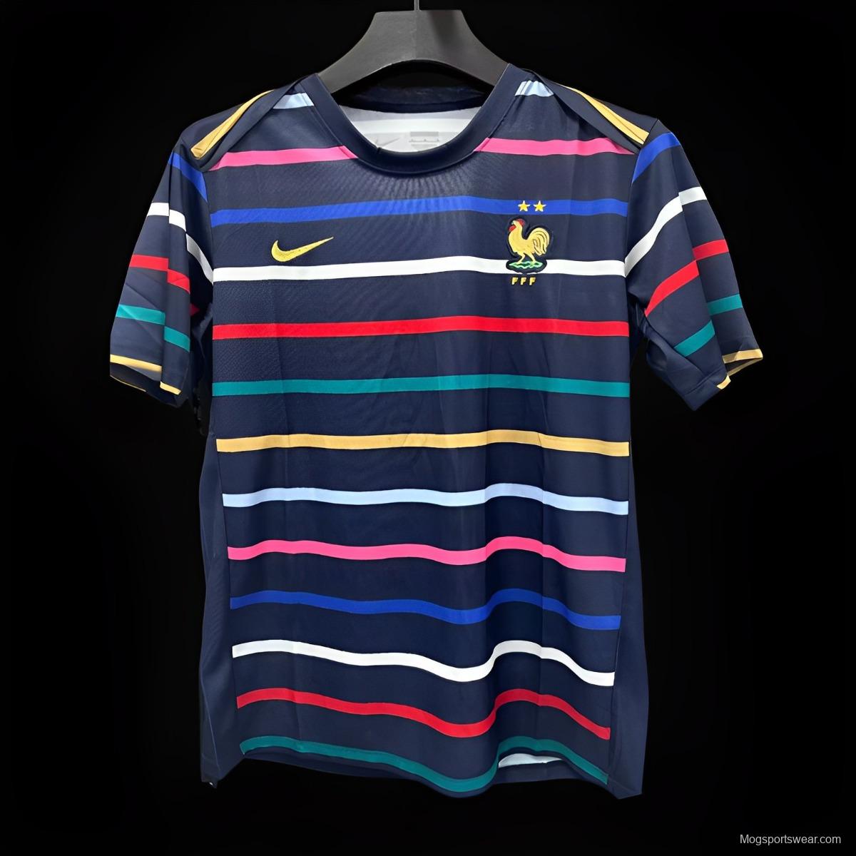 2024 France Training Mixed Color Stripe Jersey