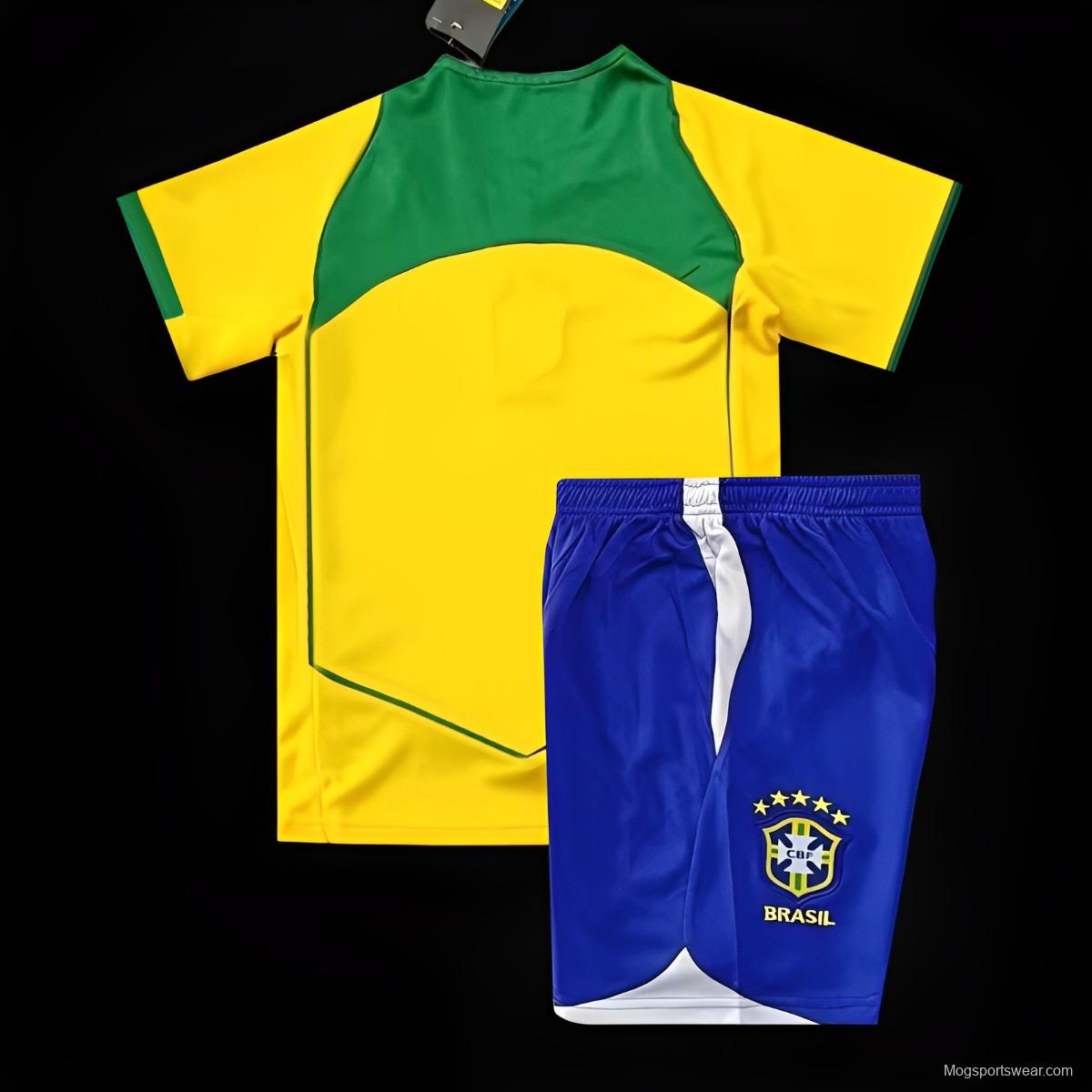 Retro 2004 Kids Brazil Home Jersey