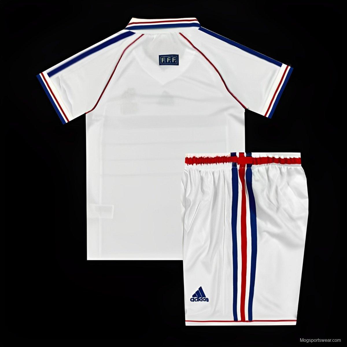 Retro 1998 Kids France Away White Jersey