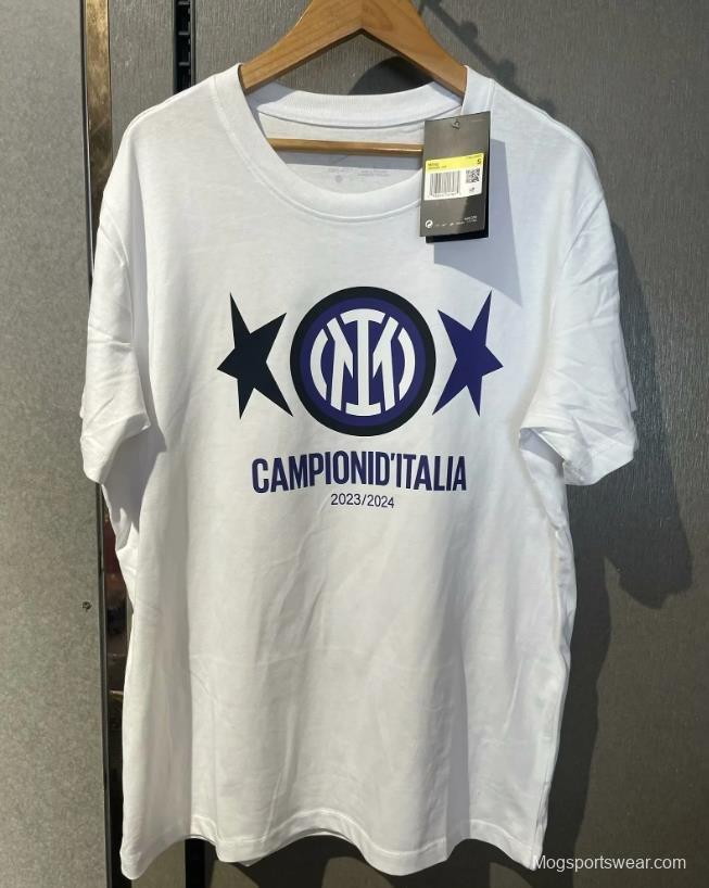 23/24 Inter Milan CAMPIONI D'ITALIA White T-Shirts With Snake Pattern